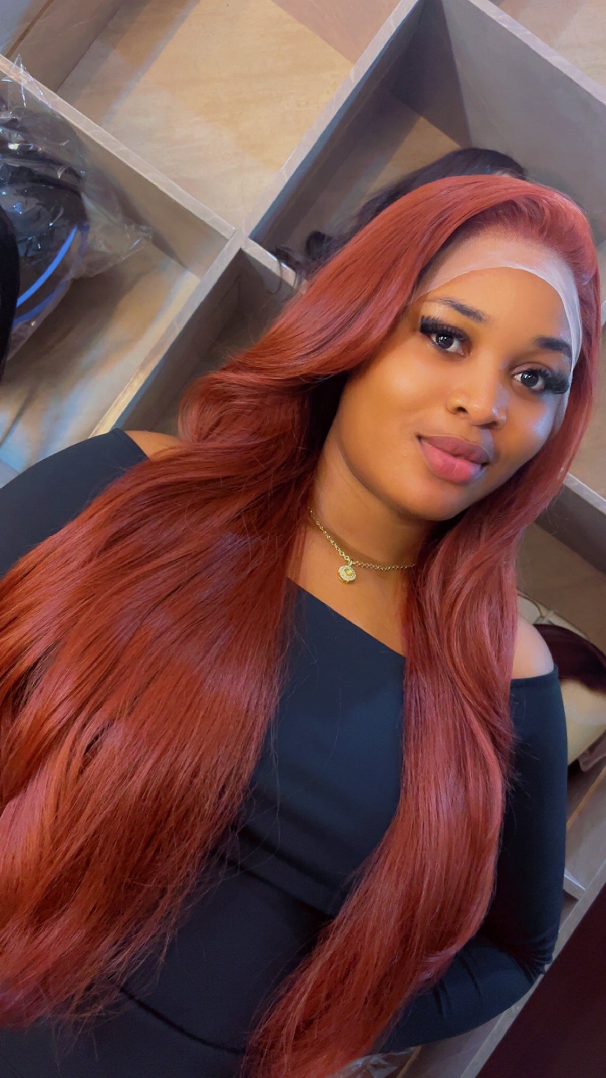 13by4 frontal Auburn layered wave
