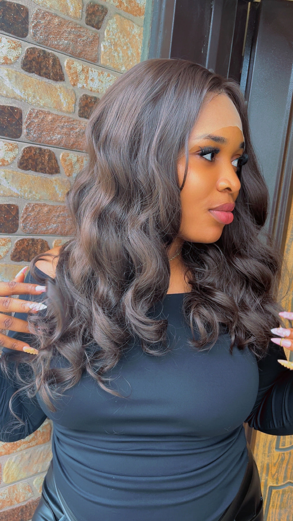 Natural brown wavy